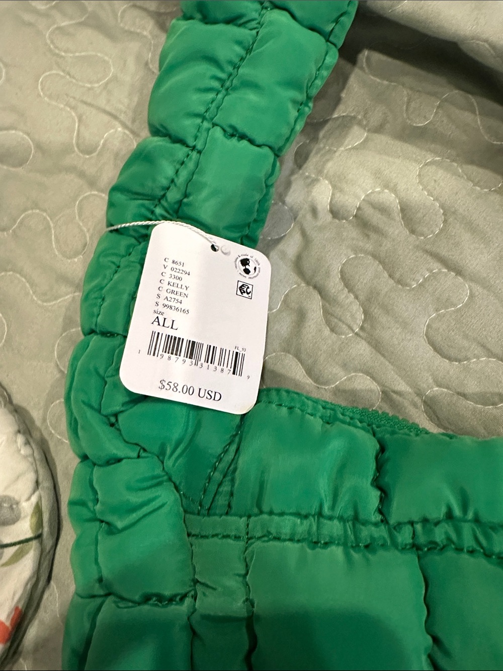 FP Movement by Free People Quilted Kelly Green Padded Crossbody